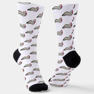 Candy Cane Cat Christmas Socks