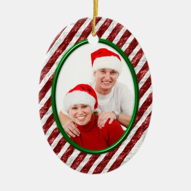 Candy Cane Ceramic Ornament (Front)