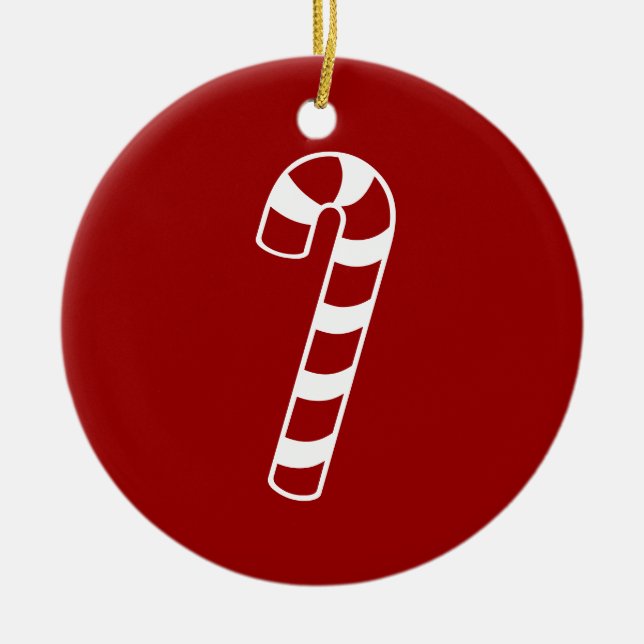 Candy Cane Ceramic Ornament (Front)