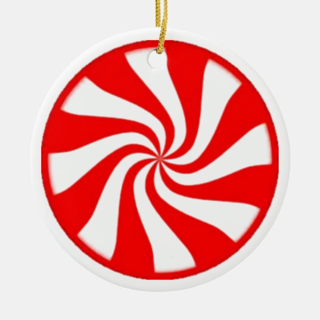 Candy Cane Ceramic Ornament (Front)
