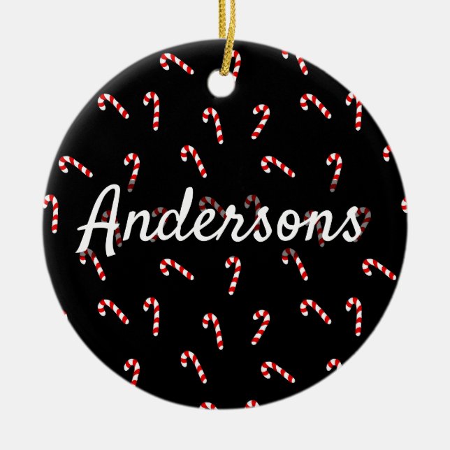 Candy Cane Ceramic Ornament (Front)