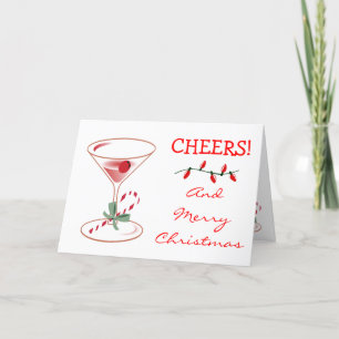 Candy Cane Cheers Christmas Martini Holiday Lights Card