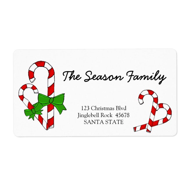 Candy Cane Christmas address label (Front)