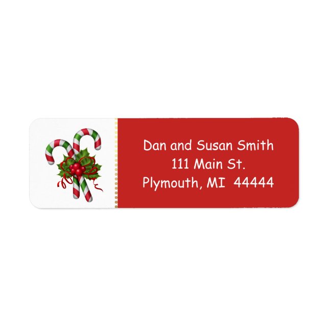 Candy Cane Christmas Address Label (Front)