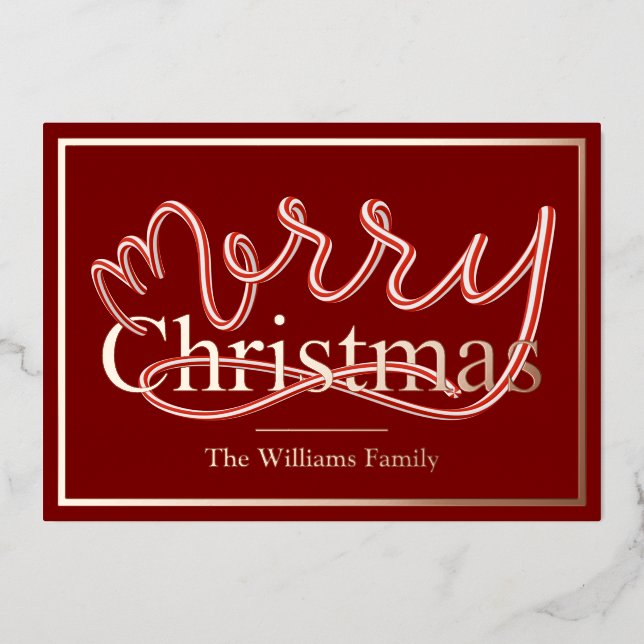 Candy Cane Christmas Card - red stripe back (Front)