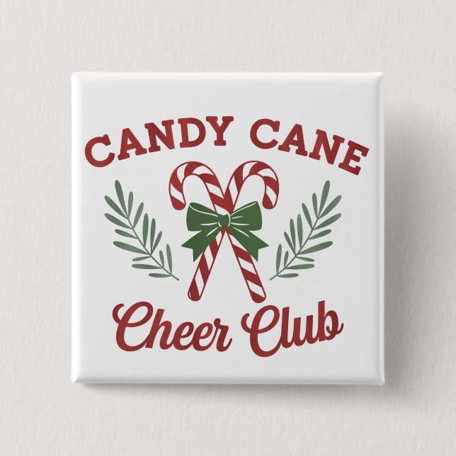 Candy Cane Christmas Cheer Club Coquette Matching  Button (Front)