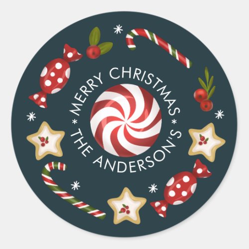 Candy Cane Christmas    Classic Round Sticker