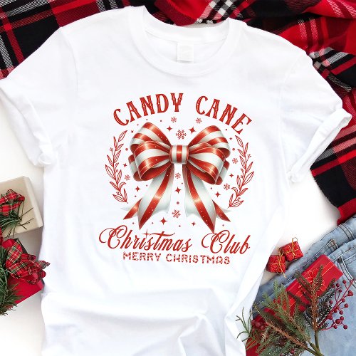 Candy Cane Christmas Club Coquette Bow Tri-Blend Shirt