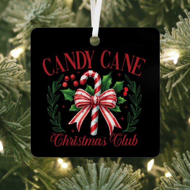 Candy Cane Christmas Club Squad Matching Winter  Metal Ornament (Insitu)