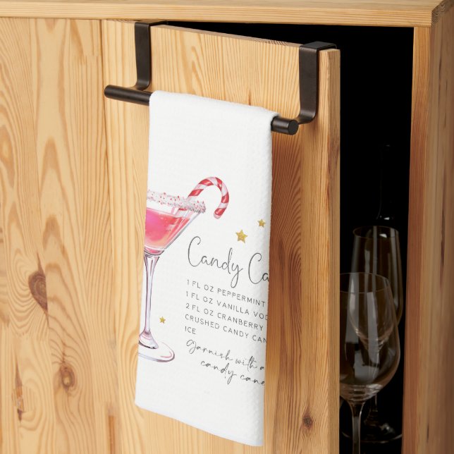 Candy Cane Christmas Cocktail Recipe Kitchen Towel (Thirds Fold)