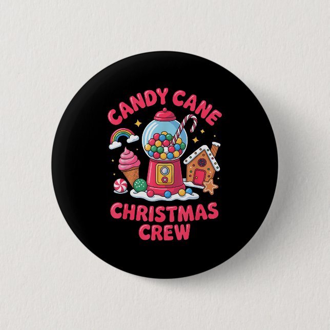 Candy Cane Christmas Crew Gumball Gingerbread Pepp Button (Front)