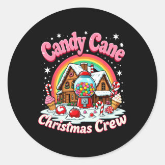 Candy Cane Christmas Crew House Candy Security Can Classic Round Sticker