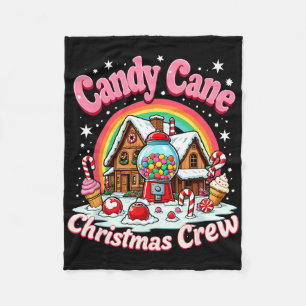 Candy Cane Christmas Crew House Candy Security Can Fleece Blanket