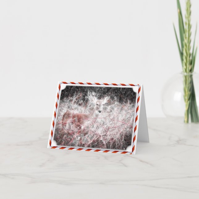 Candy Cane Christmas Deer Holiday Card (Front)