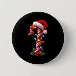 Candy Cane Christmas Design Boys Girls Kids Adults Button