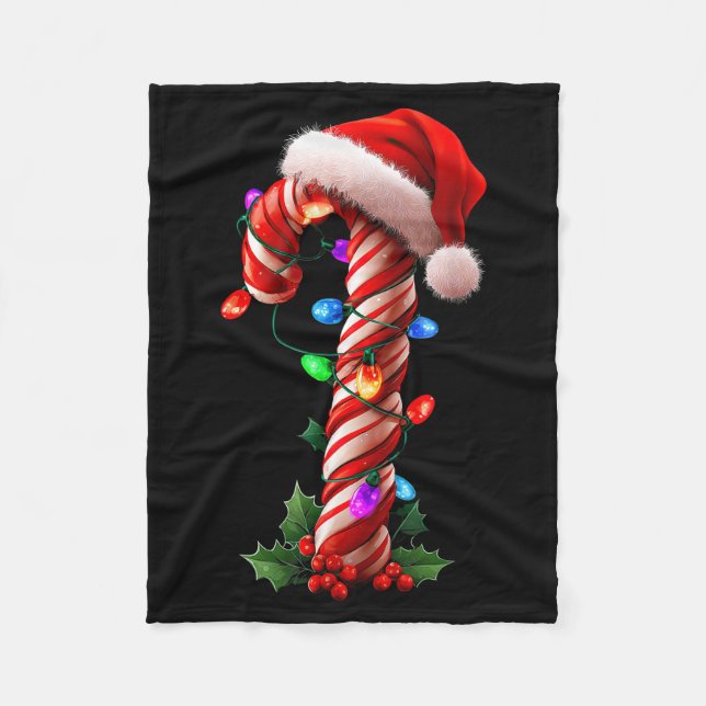 Candy Cane Christmas Design Boys Girls Kids Adults Fleece Blanket (Front)