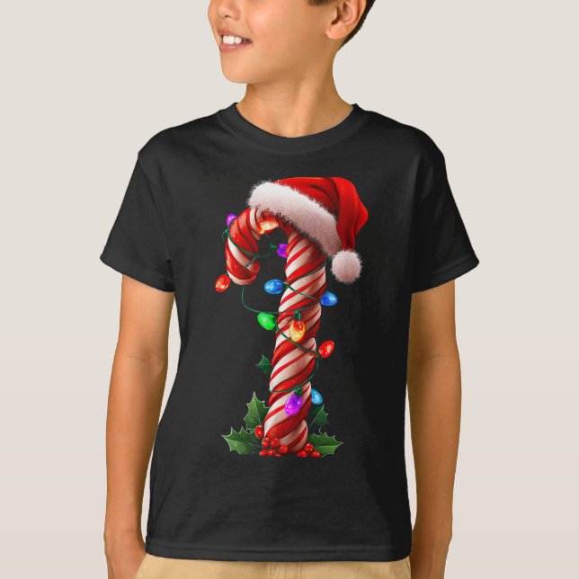 Candy Cane Christmas Design Boys Girls Kids Adults T-Shirt (Front)
