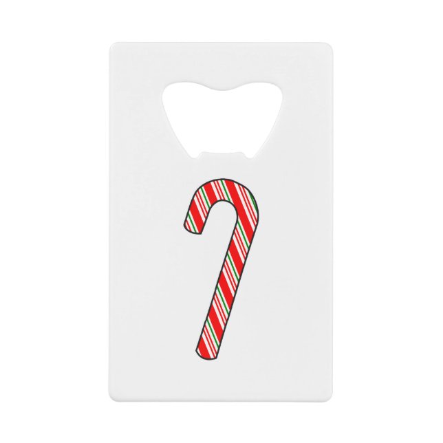 Candy Cane Christmas Drawing Credit Card Bottle Opener (Front)