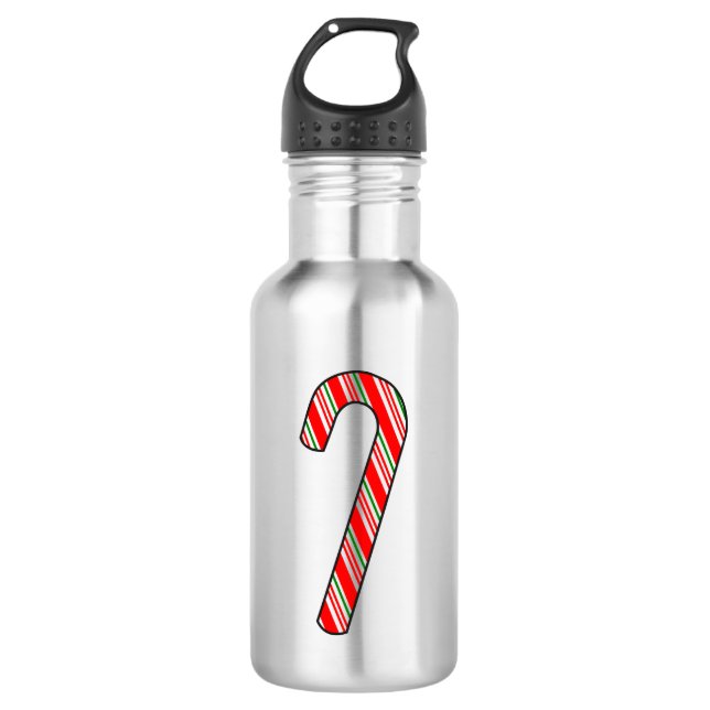 Candy Cane Christmas Drawing Stainless Steel Water Bottle (Front)
