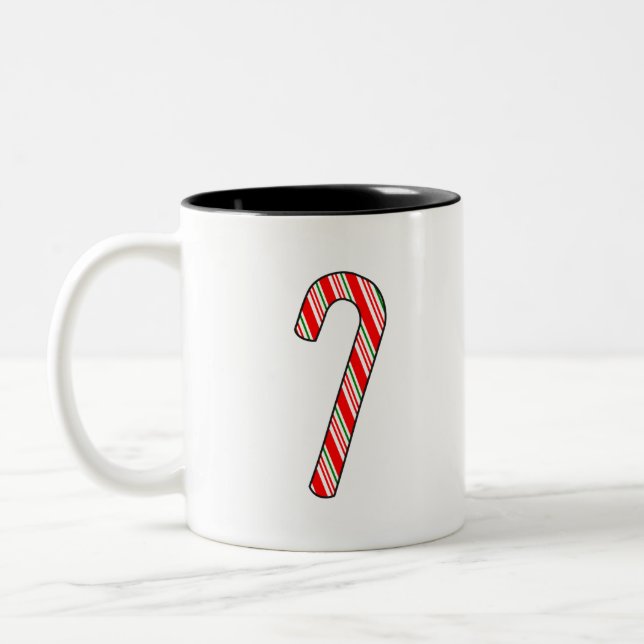 Candy Cane Christmas Drawing Two-Tone Coffee Mug (Left)
