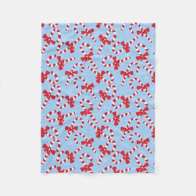 Candy Cane Christmas Fleece Blanket (Front)