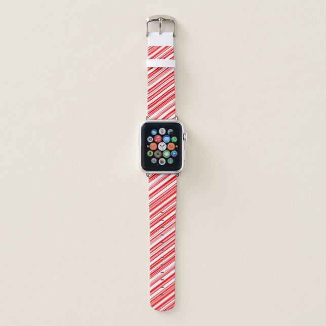 Candy Cane Christmas Holiday 4Bernadette Apple Watch Band (Front)