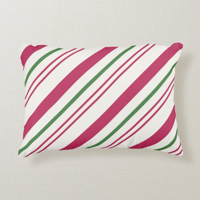 Candy Cane Christmas Holiday Accent Pillow (Front)