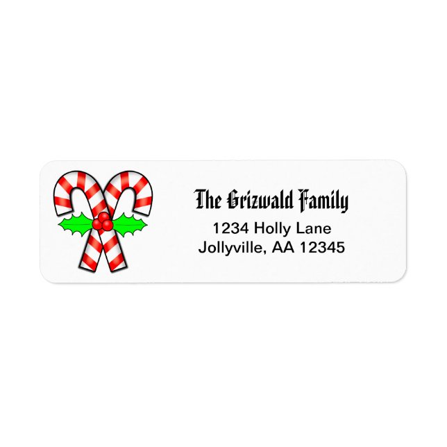 Candy Cane Christmas Holiday Address Label (Front)