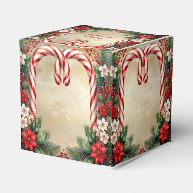Candy Cane Christmas Holiday Favor Box (Back Side)