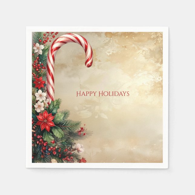 Candy Cane Christmas Holiday Napkin (Front)