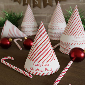 Candy Cane Christmas Holiday Paper Party Hat by mothersdaisy at Zazzle