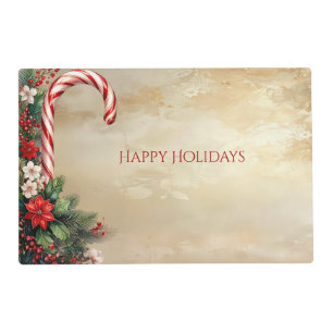 Candy Cane Christmas Holiday Paper Placemat