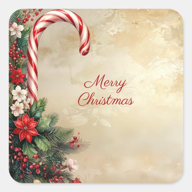 Candy Cane Christmas Holiday Sticker (Front)
