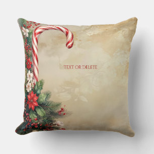 Candy Cane Christmas Holiday Throw Pillow