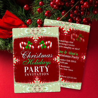 Candy Cane Christmas Holidays Party Invitation