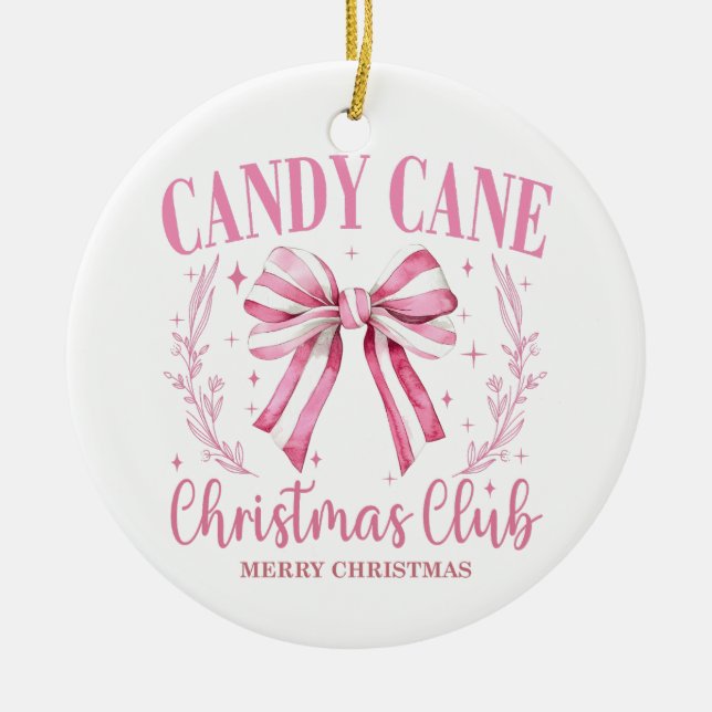 Candy Cane Christmas Keepsake Ceramic Ornament (Front)