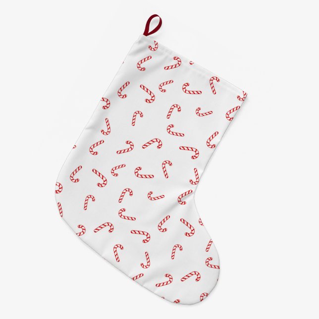 Candy Cane Christmas Large Christmas Stocking (Front (Hanging))