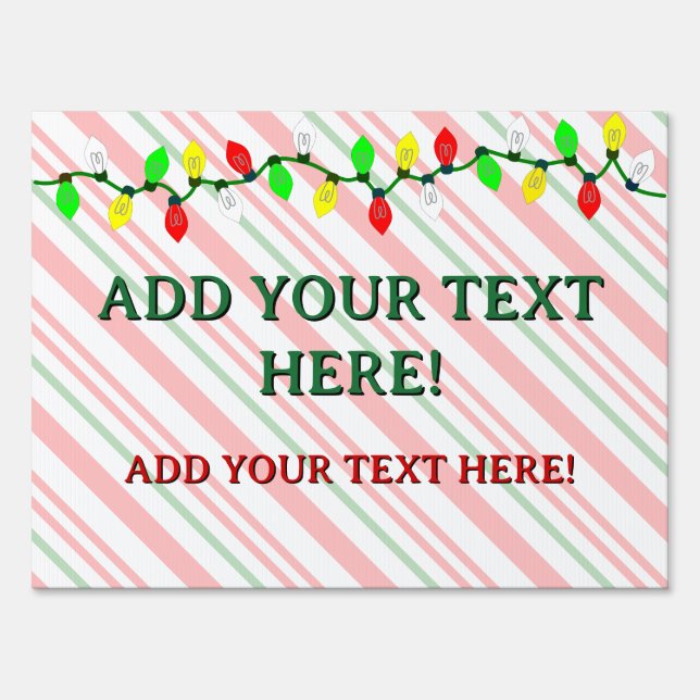 Candy Cane Christmas Lights Custom  Sign (Front)