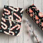 Candy Cane Christmas Ornament Red And Green Wrapping Paper Sheets<br><div class="desc">A combination of watercolor illustrations of candy canes,  Christmas tree ornaments and pine foliage with poinsettia in a seamless pattern for a fun and festive wrapping paper.</div>