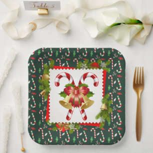 Candy Cane Christmas Paper Plates