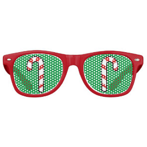Candy Cane Christmas Party Green Red Retro Sunglasses