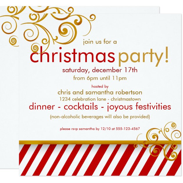 Candy Cane Christmas Party  Invitation