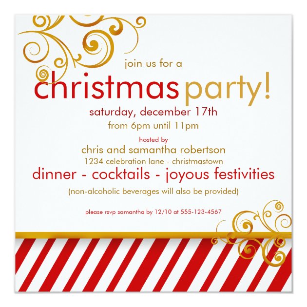 Candy Cane Christmas Party  Invitation