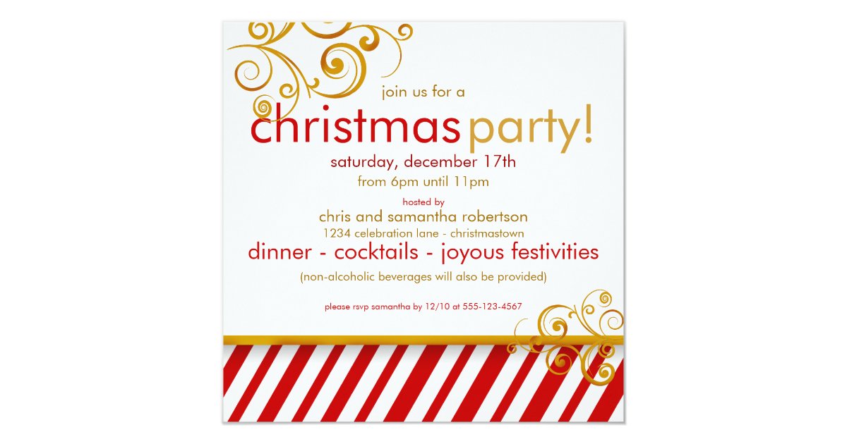 Candy Cane Christmas Party Invitation | Zazzle.com