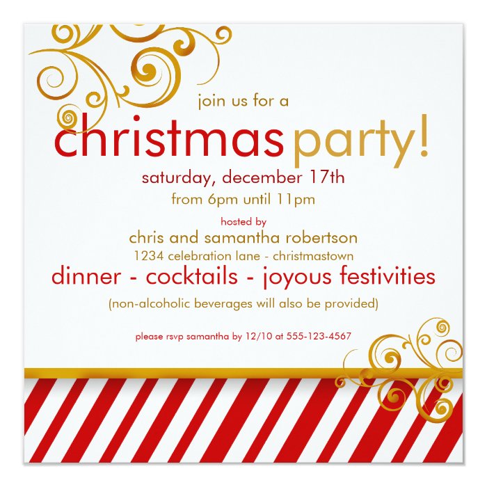 Candy Cane Christmas Party Invitation | Zazzle