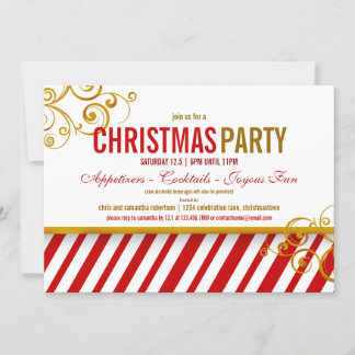 Candy Cane Christmas Party Invitation