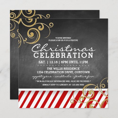 Candy Cane Christmas Party  Invitation