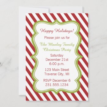Candy Cane Christmas Party Invitation by AnnounceIt at Zazzle