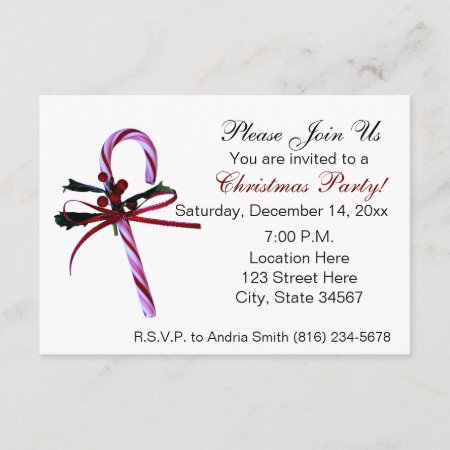 Candy Cane Christmas Party Invitations