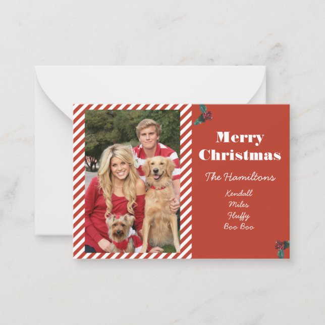 Candy Cane Christmas Photo Holiday Card (Front)